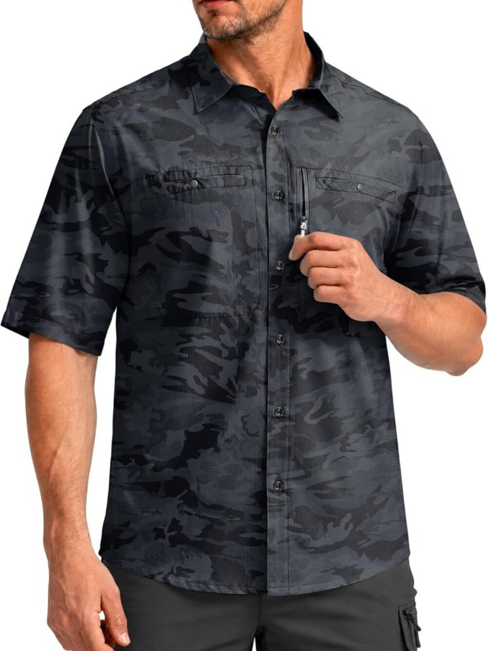 Lightweight Men's Fishing Shirt with Zipper Pockets, UPF 50+ Sun Protection